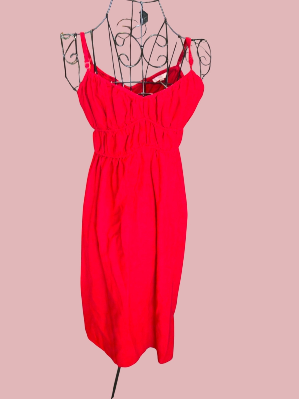 Red Sleeveless Elastic-Waist Women's Dress
